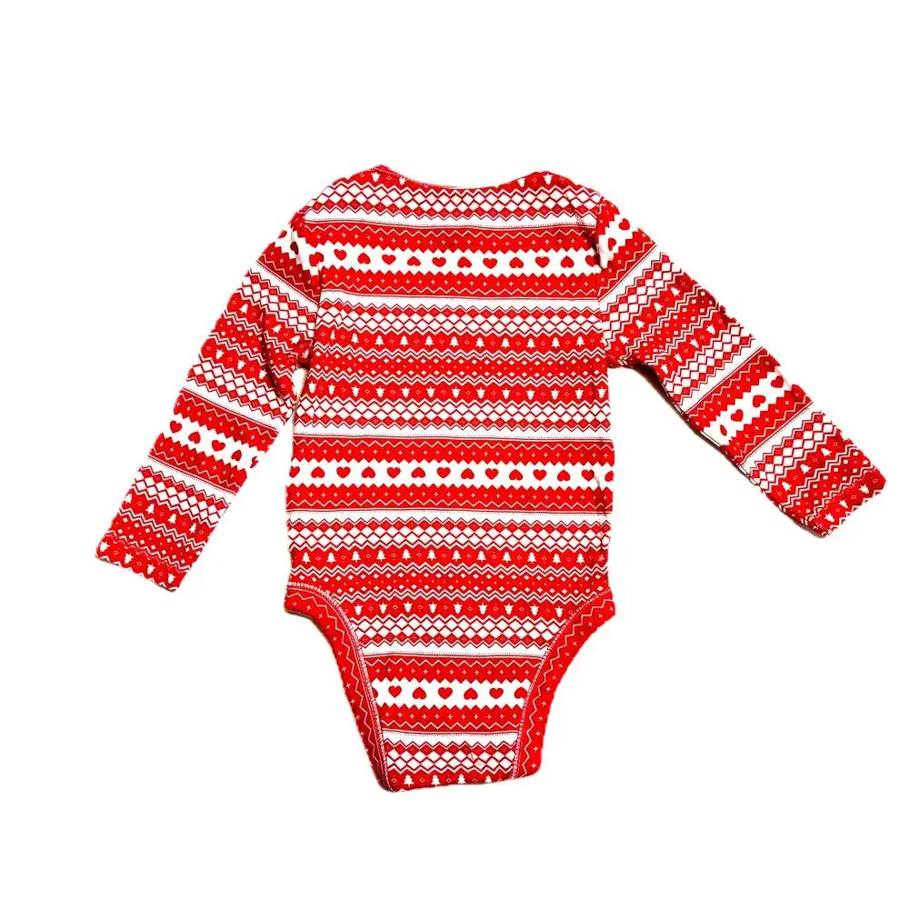 Old Navy bodysuit onesie 12-18m Christmas holiday tree hearts sweater pattern
